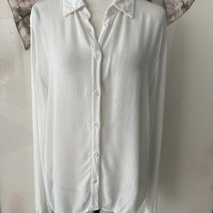 Michael Lauren White Long Sleeve Button Down Down Blouse